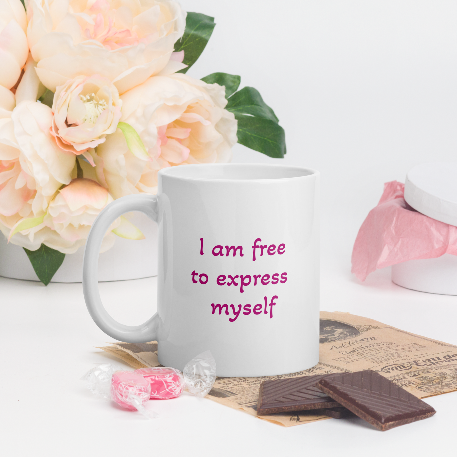 white glossy mug